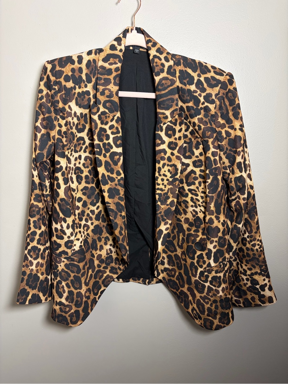 Express Animal Leopard Print Blazer with shoulder pads